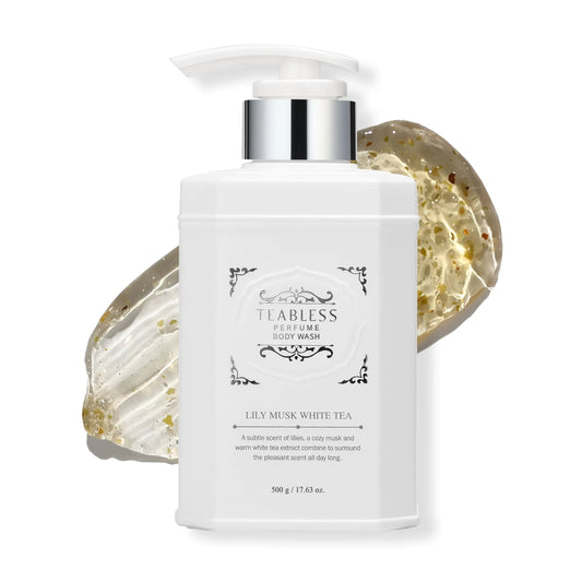 Perfumed Body Wash Lily Musk White Tea (17.63oz/500ml) - Hydrating Vegan Body Cleanser for Sensitive Skin - Korean Skin Care with Herbs - Gentle Moisturizing Non-Sticky Floral Musk Scent
