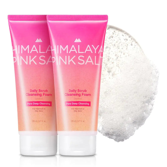 HIMALAYA PINKSALT Daily Scrub Cleansing Foam Pore Deep Cleansing 6.7 fl oz 2 Pack - BHA facial cleanser for oily skin Pore Cleaner Facial Scrub Low Alkaline Facial Cleanser Korean Skin Care