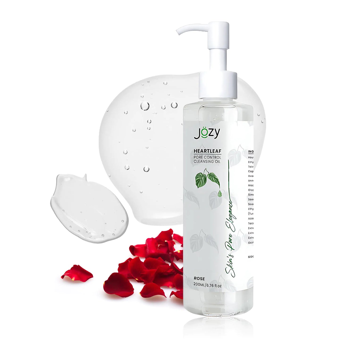 Jozy Heartleaf Pore Control Cleansing Oil Makeup Remover Blackhead Remover Facial Cleanser Oil with Rose Scent Gentle Hydrating Oil Cleanser for Face Korean Skin Care 6.76 Fl Oz (200 ml)